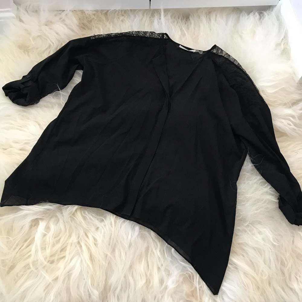 Alice + Olivia Lace-Accented Blouse